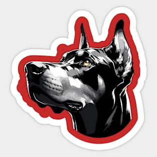 Stunning and Cool Doberman Pinscher Monochrome and Gold Portrait for Father's Day Sticker
